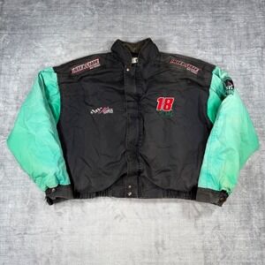 Vintage NASCAR Jacket Mens XL Black Competitors View 2000 Bobby Labonte 18 Boxy